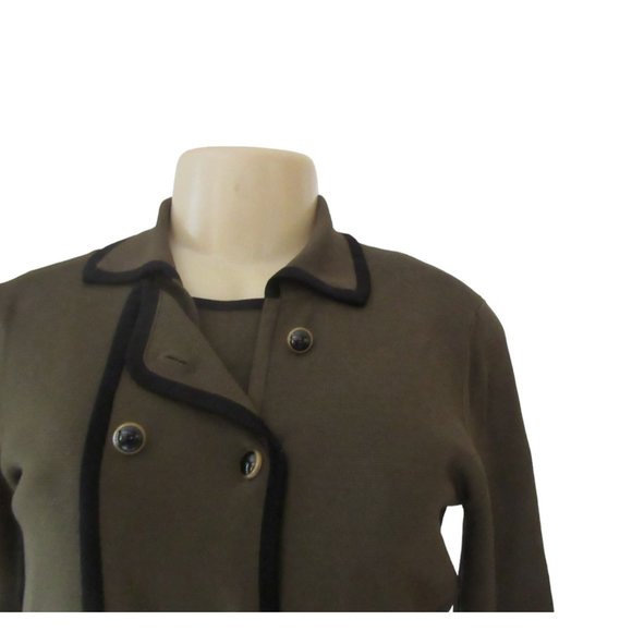 Doncaster Olive Army Green Double Breasted Cardigan Jacket w Blouse in Sz Small - Picture 2 of 8
